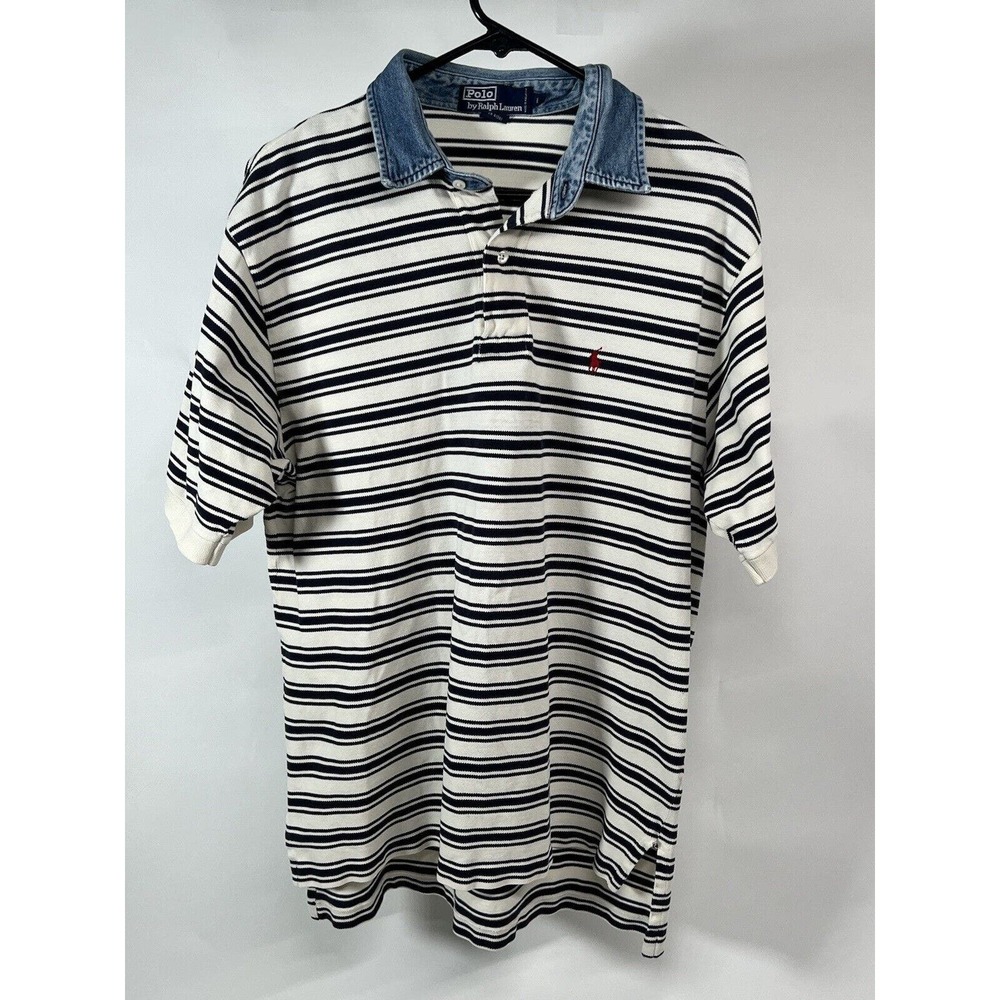 Rare Polo Shirt With denim Collar